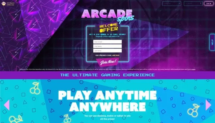 Arcade Spins Casino Review Header