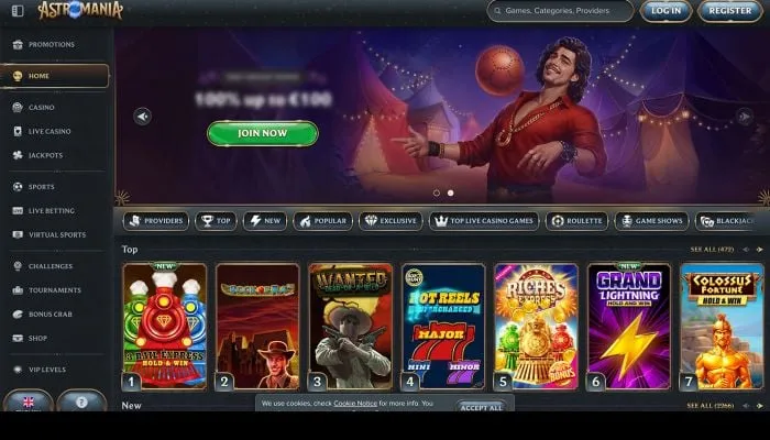 AstroMania Casino Review Header