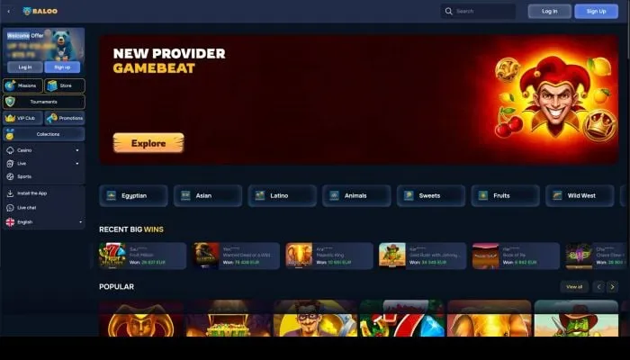 Baloo.bet Casino Review Header