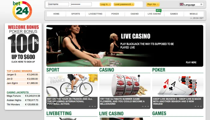 Bet 24 Casino Review Header