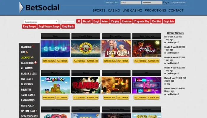 BetSocial Casino Review Header