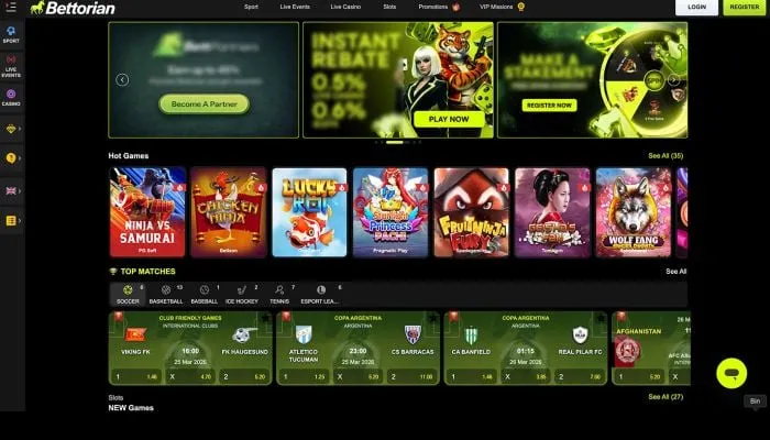 Bettorian Casino Review Header