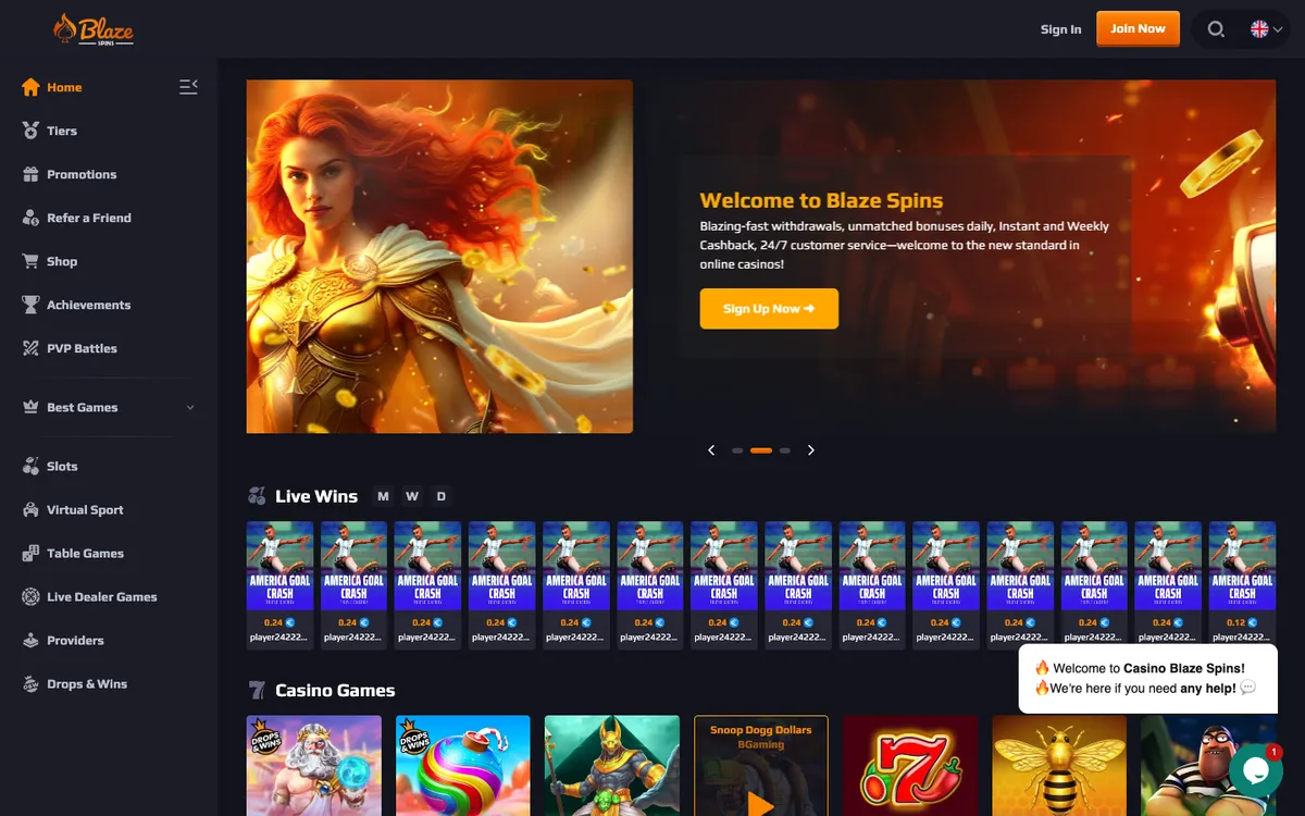 Blaze Spins Casino Review Header