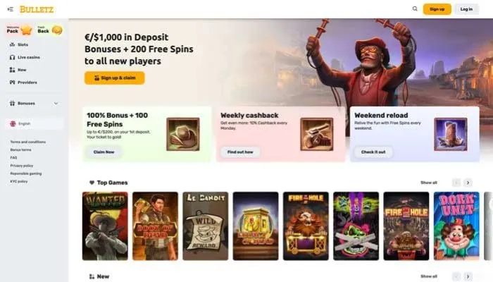 Bulletz Casino Review Header