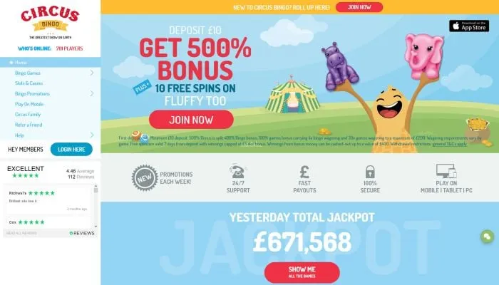 Circus Bingo Casino Review Header