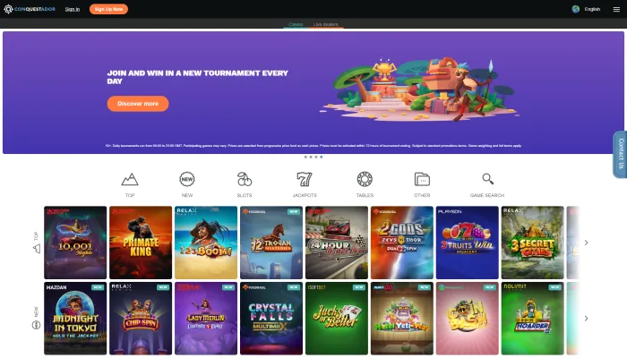 Conquestador Casino Review Header