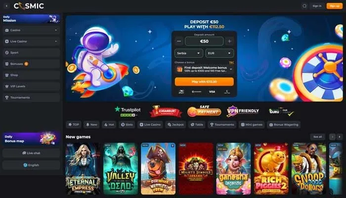 CosmicSlot Casino Review Header