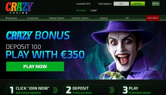 Crazy Casino Review Header