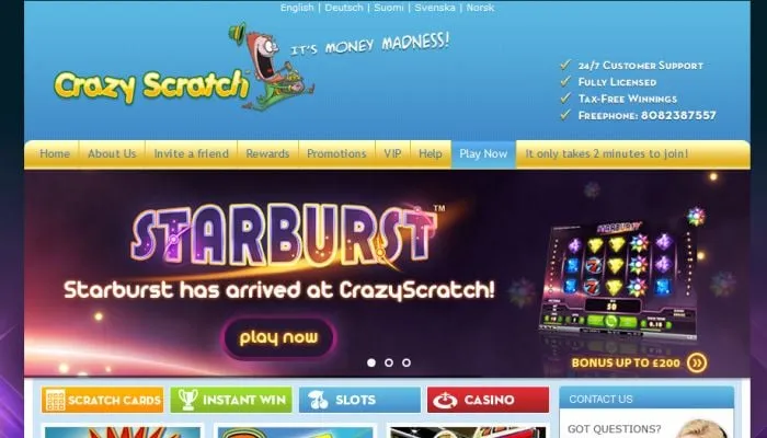 Crazy Scratch Casino Review Header