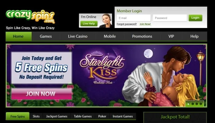 Crazy Spins Casino Review Header