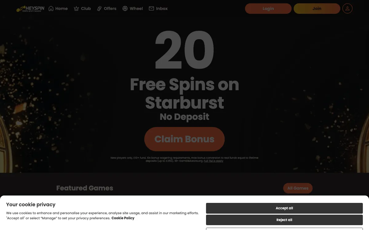 HeySpin Casino Review Header