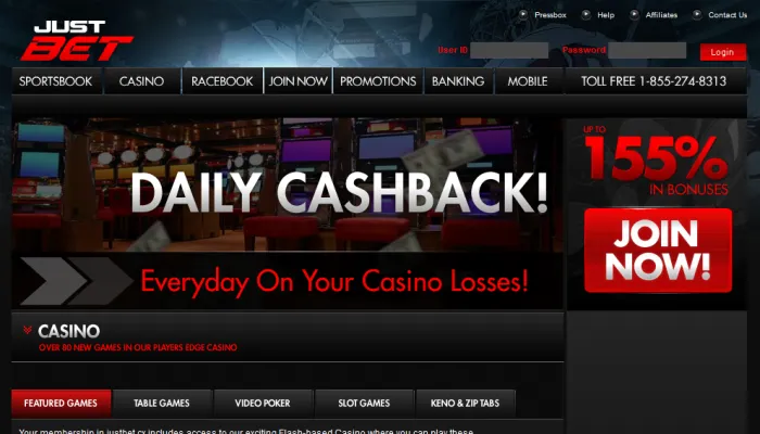 Justbet Casino Review Header