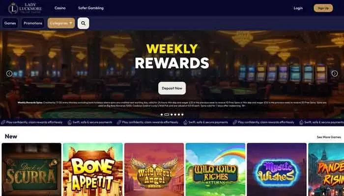Lady Luckmore Casino Review Header
