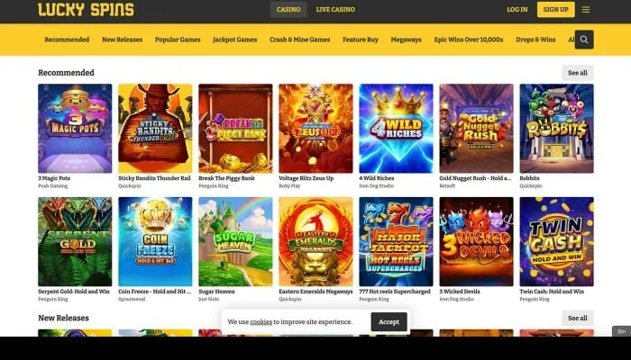 Lucky Spins Casino Review Header
