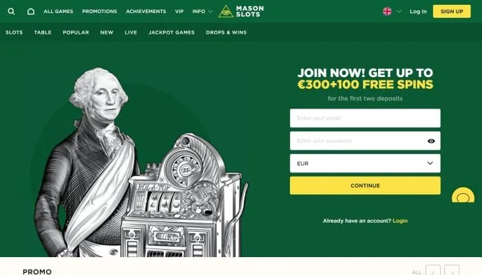 Mason Slots Casino Review Header