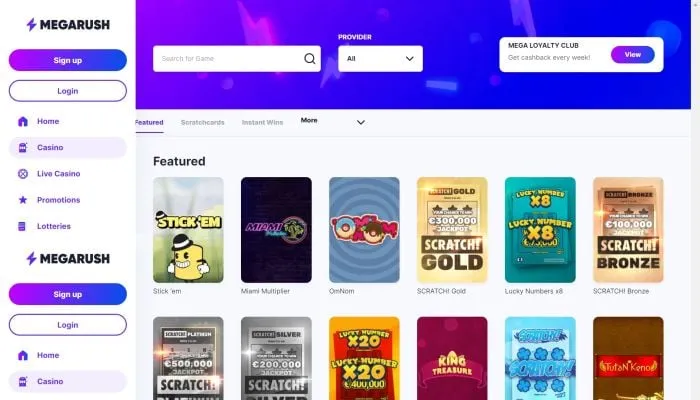 MegaRush Casino Review Header