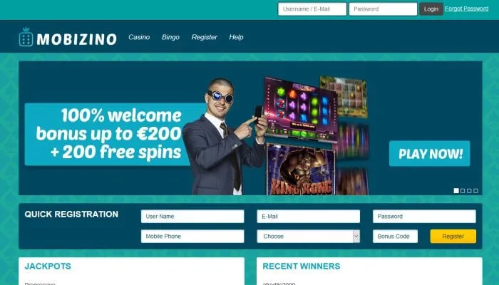 Mobizino Casino Review Header