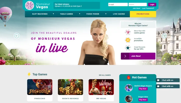 Monsieur Vegas Casino Review Header