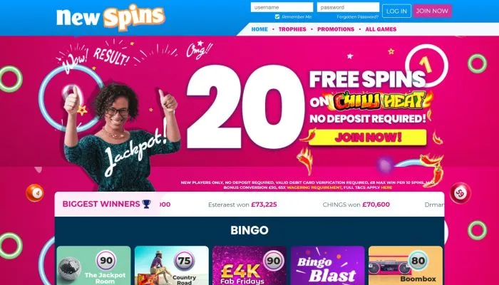 New Spins Casino Review Header