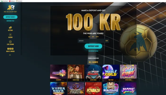 No Account Bet Casino Review Header