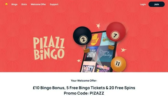 Pizazz Bingo Casino Review Header