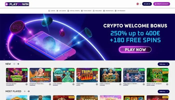 PlaYouWin Casino Review Header