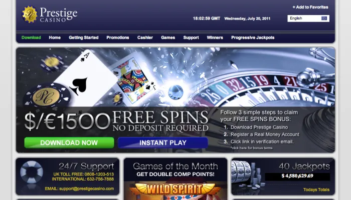 Prestige Casino Review Header