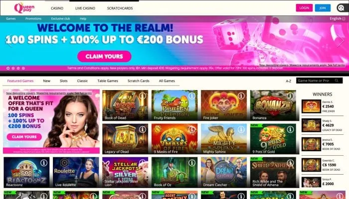 Queenplay Casino Review Header
