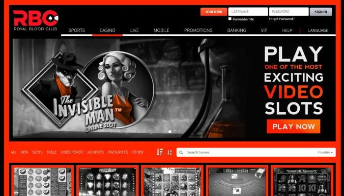 Royal Blood Club Casino Review Header