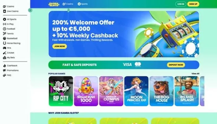 Samba Slots Casino Review Header