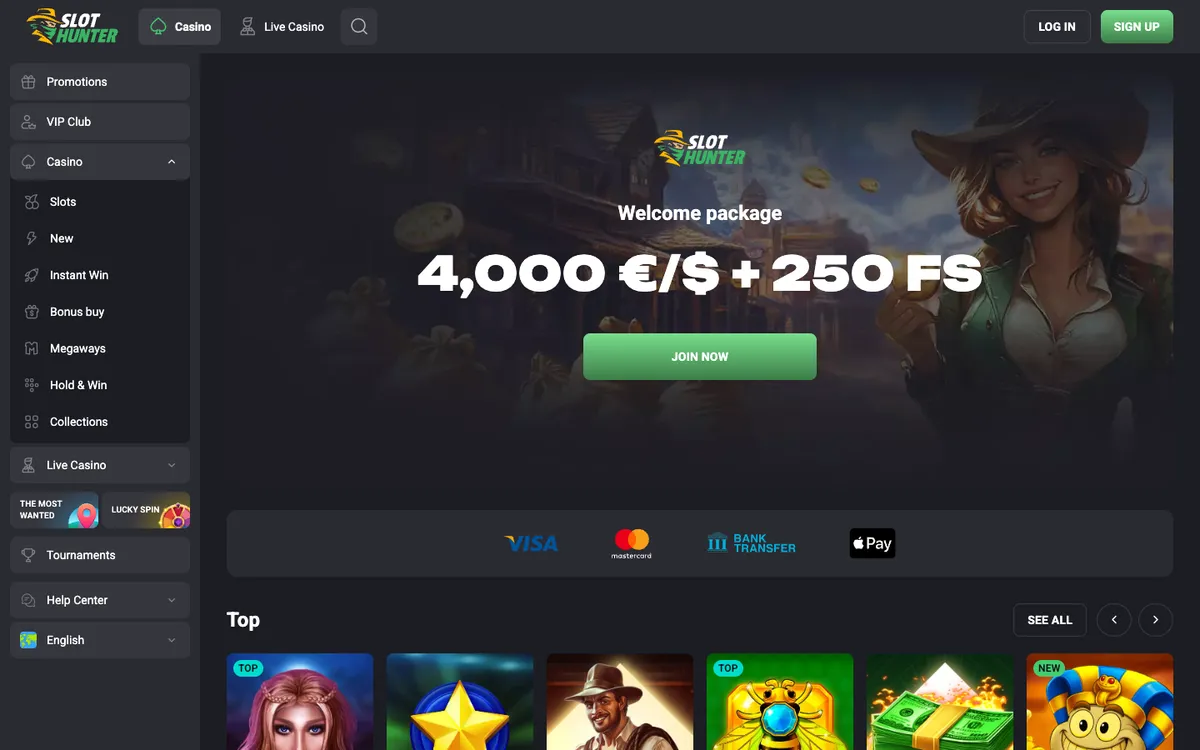 Slot Hunter Casino Review Header
