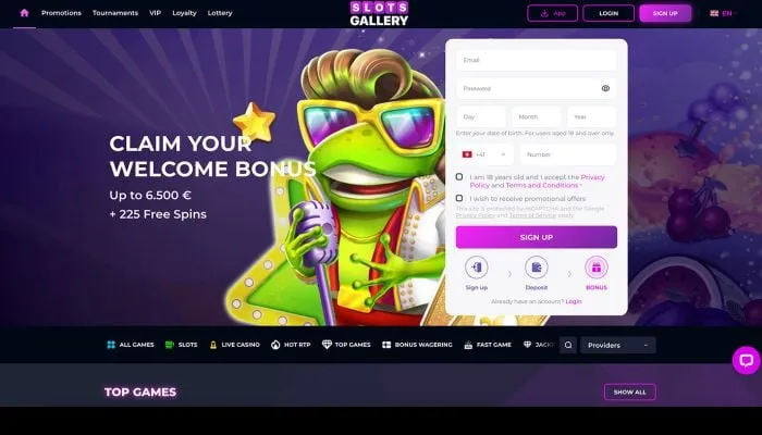 Slots Gallery Casino Review Header