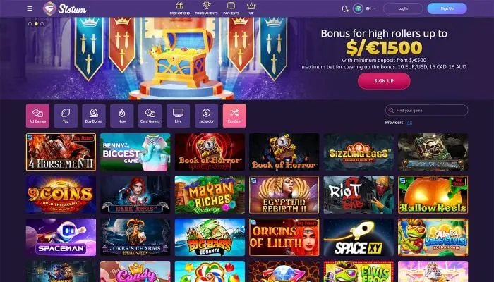 Slotum Casino Review Header