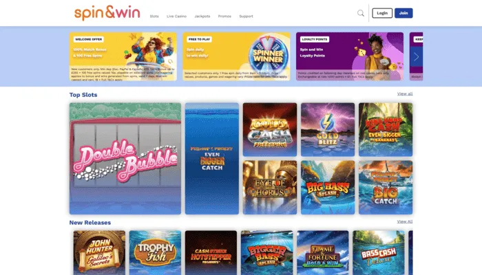 Spin and Win Casino Review Header
