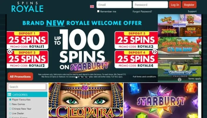 Spins Royale Casino Review Header