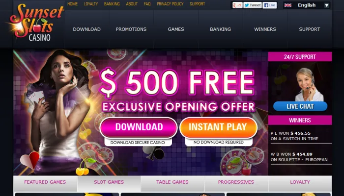 Sunset Slots Casino Review Header