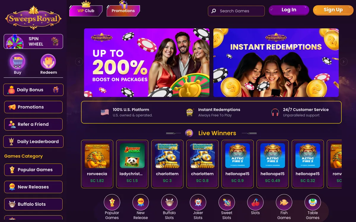 SweepsRoyal Casino Review Header
