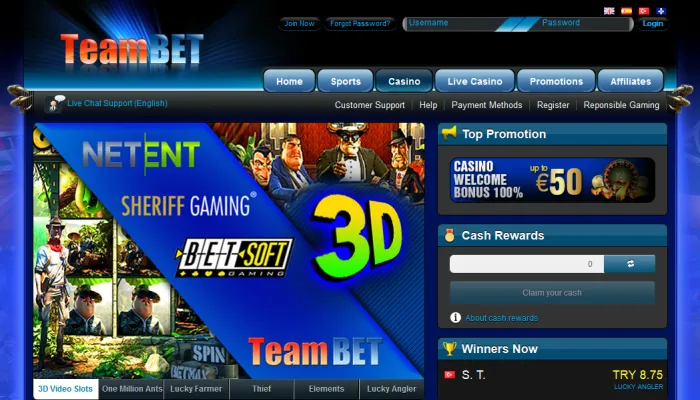 Teambet Casino Review Header
