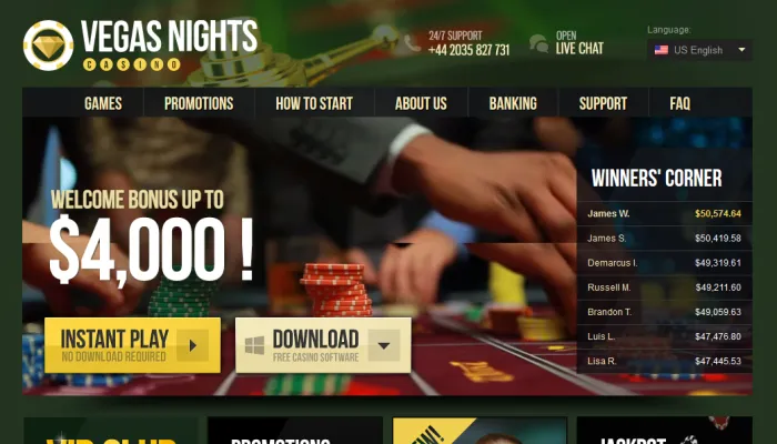 Vegas Nights Casino Review Header