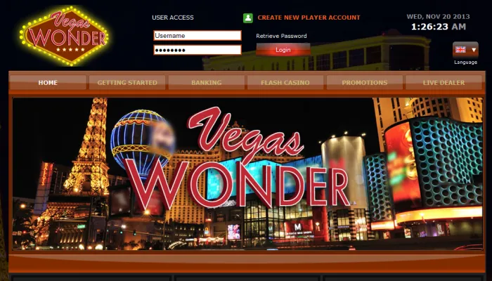 Vegas Wonder Casino Review Header