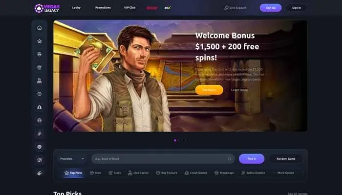VegasLegacy Casino Review Header