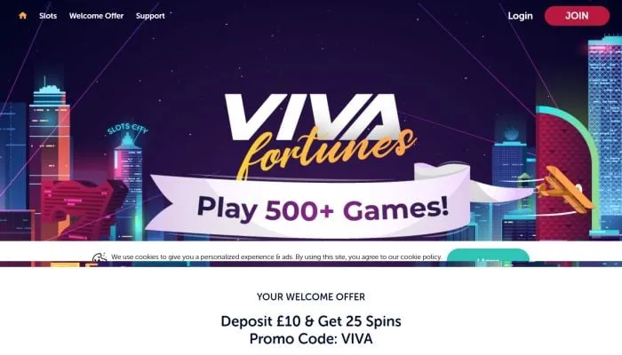 Viva Fortunes Casino Review Header