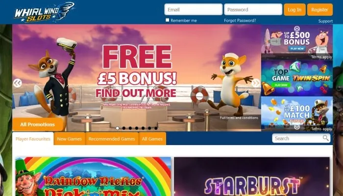 Whirlwind Slots Casino Review Header