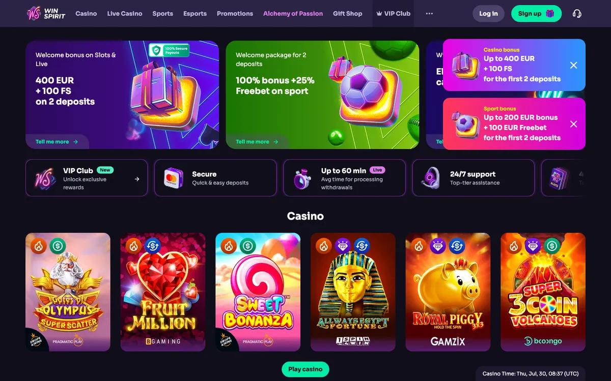 WinSpirit Casino Review Header