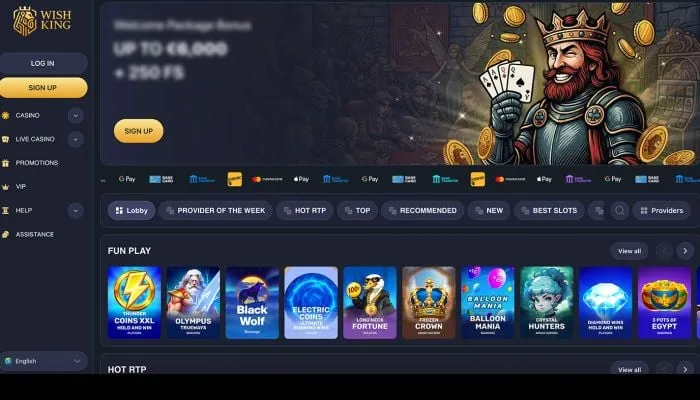 WishKing Casino Review Header