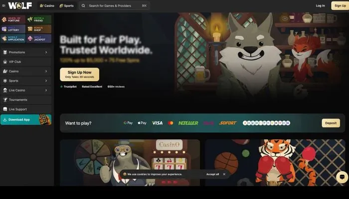 Wolf.io Casino Review Header