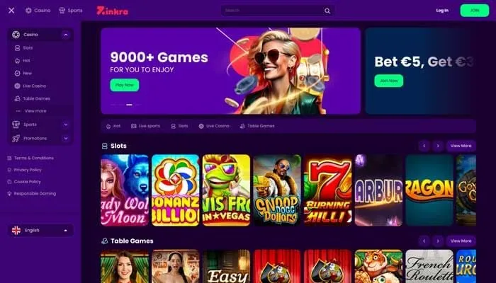 Zinkra Casino Review Header