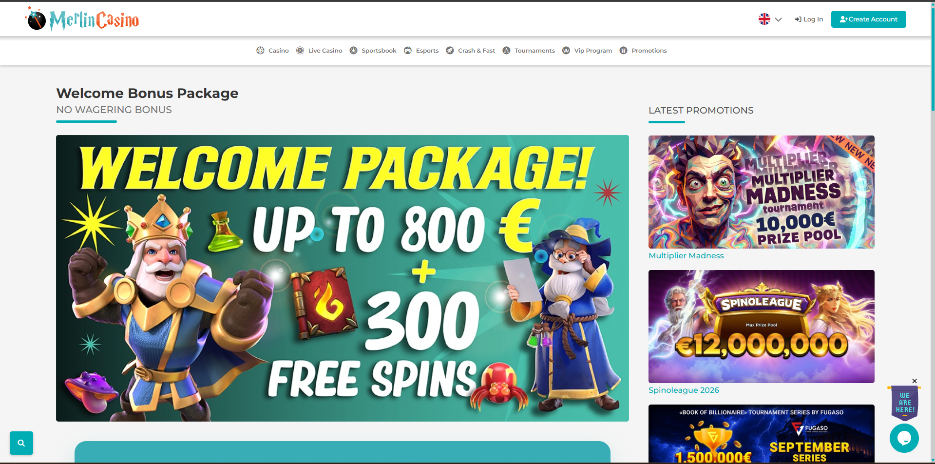 No Wagering Welcome Package